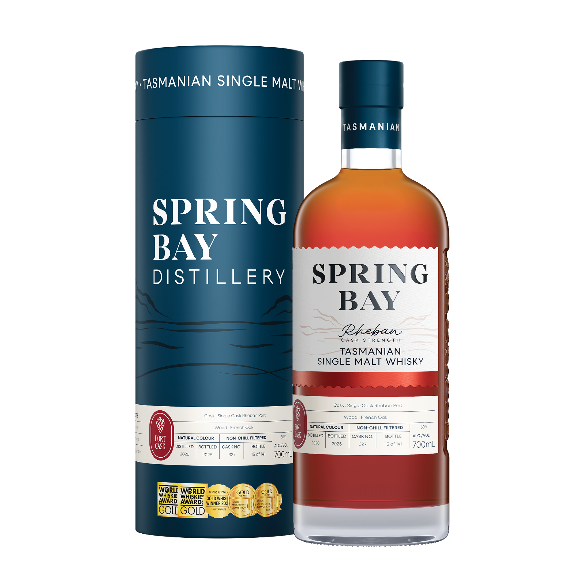 Single Port Cask No. 327 -  'Rheban Strength' - Tasmanian Single Malt Whisky - 60% ABV